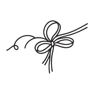 Hediye yayı kurdele süsü. Satır biçimi ikon vektör çizimi 