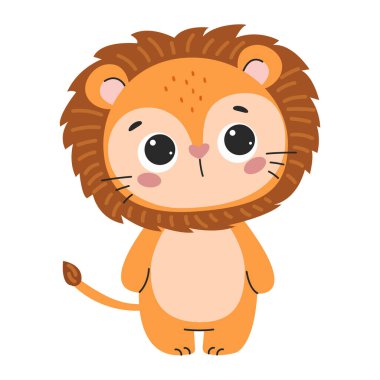 Cute cartoon lion. Baby lion smiling. Vector illustration isolated on a white background. clipart