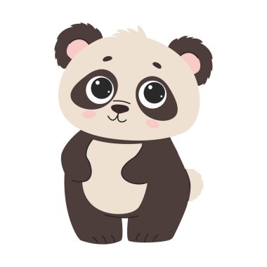 Şirin panda çizgi film vektör çizimi grafik düz stil hayvan