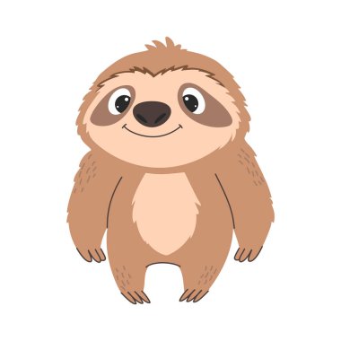 Beyaz arka planda izole edilmiş şirin çizgi film tembelliği. Vektör illüstrasyonu.