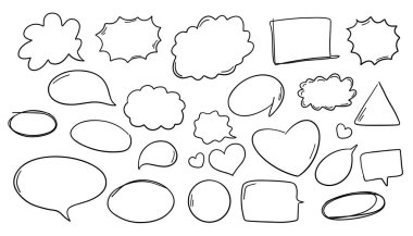 Kabarcık konuşma komedi seti el çizimi karalama tarzı