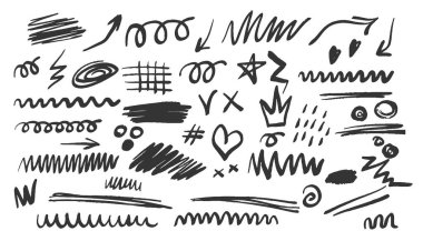 El çizimi elementlerin vektör kümesi. Vektör illüstrasyonu.