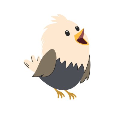 Sevimli kuş. Beyaz arkaplanda şirin düz vektör çizimi. 