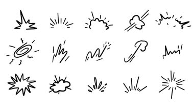 El çizimi resim simgeleri seti. Vektör illüstrasyonu.