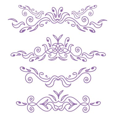 Doğrusal karalama monogramları kümesi. Çerçeve dizaynı için el ile çizilir. Kutlamalar, harfler, davetiyeler için..