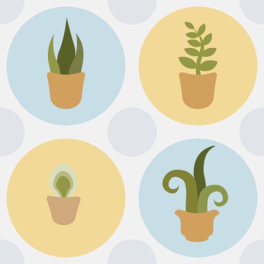 Çiçek saksıları ve kapalı alan bitkileriyle sonsuz desen