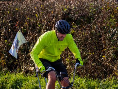 TV celebrity Paddy McGuinness during the second leg of his gruelling 300 mile ride for BBC Children in Need charity appeal on a vintage Chopper bike
