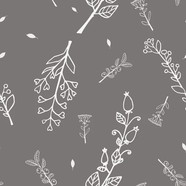 Białe Gałęzie Kwiatowe Liście Kamiennym Szarym Podłożu Bezszwowy Wzór — Zdjęcie stockowe