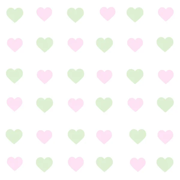 Açık Yeşil Pembe Kalpler Beyaz Zemin Üzerinde Pürüzsüz Desen — Stok fotoğraf