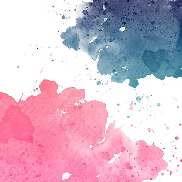 pink and dark blue watercolor stains on white ground with space for text