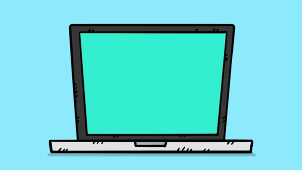 デジタル南京錠付きノートパソコンを描いた手描きアニメーション パスワードログイン データセキュリティ 安全な情報 4KまたはHd品質のビデオ — ストック動画