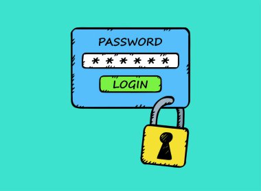 Engellenmiş erişimin elle çizilmiş bir çizimi. Erişim için bir parola girilmeli.