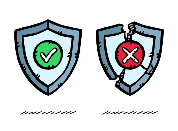 Ilustração Dois Escudos Antivírus Escudo Representa Uma Defesa Eficaz Outro — Fotografia de Stock