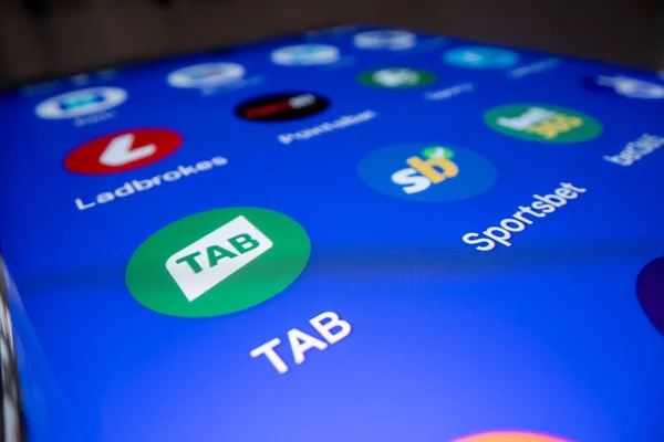 澳大利亚墨尔本 2022年11月4日 Android手机体育赌博应用程序的特写 用宏探头镜头拍摄 — 图库照片