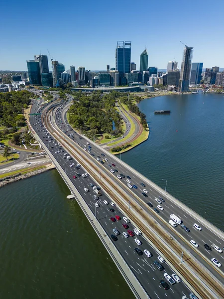 Vertical Aerial Shot Highway Connecting Perth Cbd Australia — Stock Photo, Image