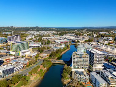 Günışığı Sahili, Queensland, Avustralya 'da Maroochydore' un hava görüntüleri.