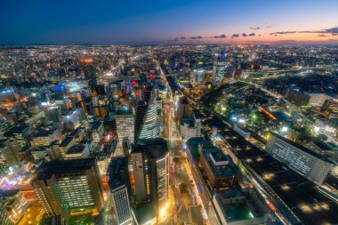 Nagoya, Japonya Hava görünümünü geceleri