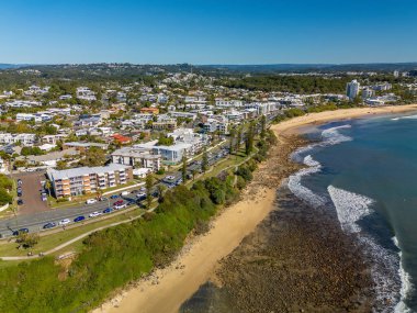 Günışığı Sahili, Queensland, Avustralya 'da Maroochydore' un hava görüntüleri.