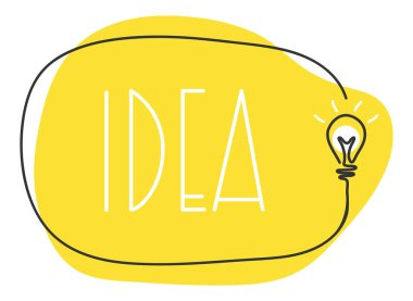 Fikir sarı çizgi film, el çizimi konuşma balonu