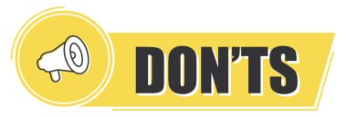 Sarı arka planda olmayanları olan megafon. Megafon bayrağı. Web tasarımı.