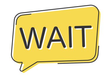 Popüler sanat tarzında komik konuşma balonu bekle. Komik konuşma. Pencere diyaloğu. Satılık sarı pankart.