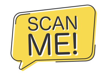 QR kodu beni konuşma balonunda tara, konseptimi tara, simge.