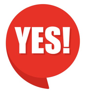 Evet, pop sanat tarzında komik konuşma balonu. Komik konuşma. Pencere diyaloğu. Satılık sarı pankart.