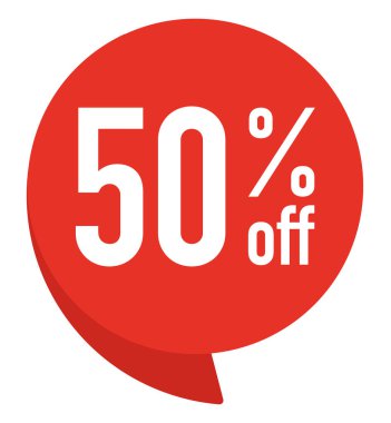 Yüzde 50 indirimli. Renkli kırmızı konuşma balonu, tırnak içinde. Web sitesi için blog yönetimi, blog yazma ve yazma. Sosyal ağlar, reklamlar, afişler için kavram posteri