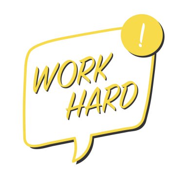 Sıkı çalış konuşma balonu afişi pop sanat memphis tarzı