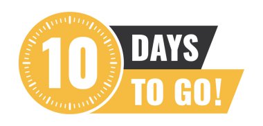 Geriye kalan 10 günün sayısı. Rozet, satış, iniş sayfası, pankart.