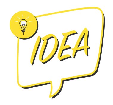 Fikir sarı çizgi film, el çizimi konuşma balonu