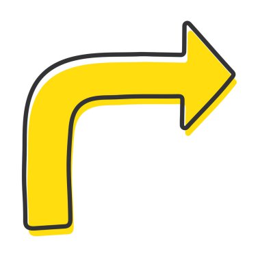 Sarı öge ile el çizilmiş ok simgesi