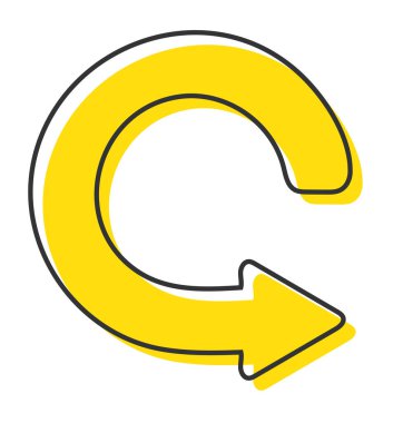 Sarı öge ile el çizilmiş ok simgesi