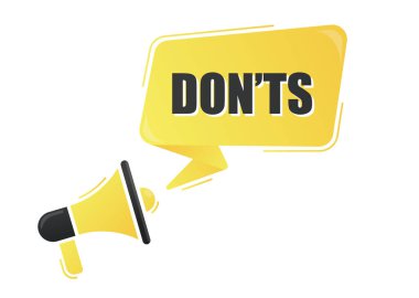 Sarı arka planda olmayanları olan megafon. Megafon bayrağı. Web tasarımı.