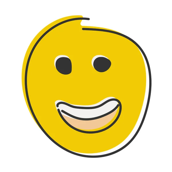 Enkele Emoji Platte Stijl Met Hand Tekenen Pictogram Leuk Icoon — Stockfoto