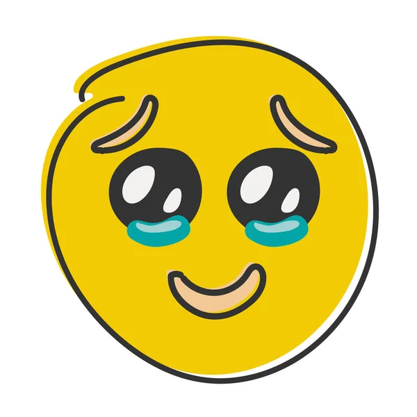 Estilo Plano Emoji Emocional Lindo Mano Dibujar Emoticono Con Lágrimas — Foto de Stock