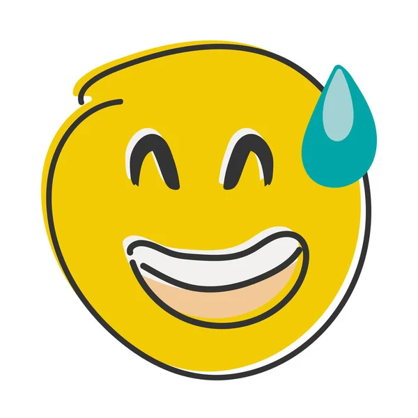 Sorridente Faccina Sorridente Emoji Stile Piatto Emoticon Disegnato Mano — Foto Stock