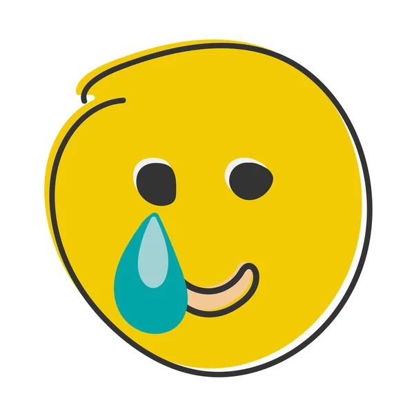 Niedliche Emotionale Emoji Flachen Stil Hand Zeichnen Emoticon Mit Freudentränen — Stockfoto