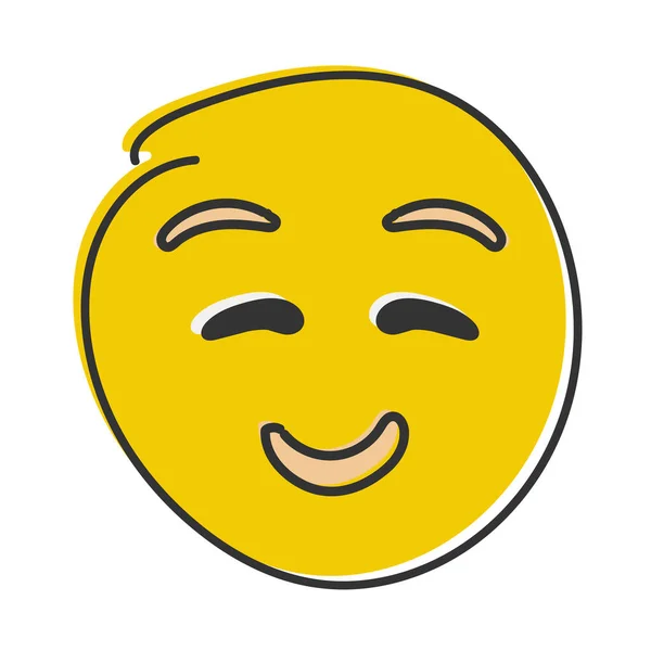 Lindo Emoji Sonriente Cara Feliz Con Mejillas Enrojecidas Alegre Avergonzada —  Fotos de Stock