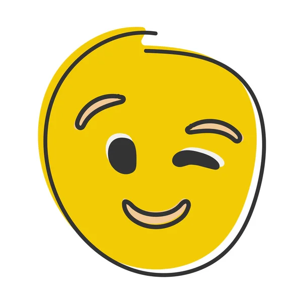 Kacsintó Arc Szem Kacsintás Emoji Vicces Sárga Emotikon Mosollyal Kézzel — Stock Fotó