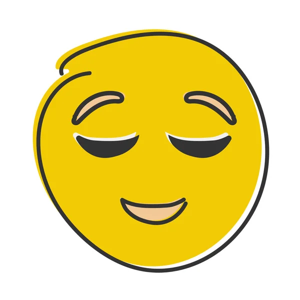 Spokojnie Emoji Ulga Emotikony Spokojna Twarz Zamkniętymi Oczami Uśmiechem Ręcznie — Zdjęcie stockowe