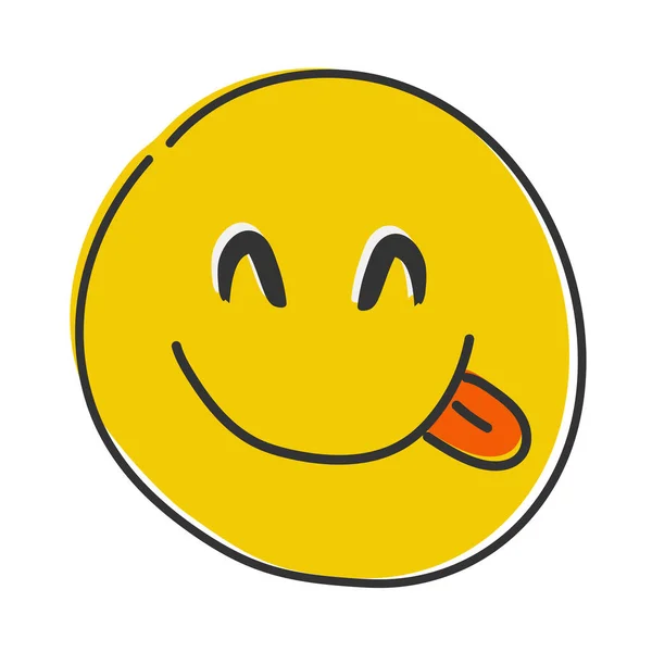 Emoji Face Savouring Delicious Food Smiling Face Njuta Slickande Läppar — Stockfoto