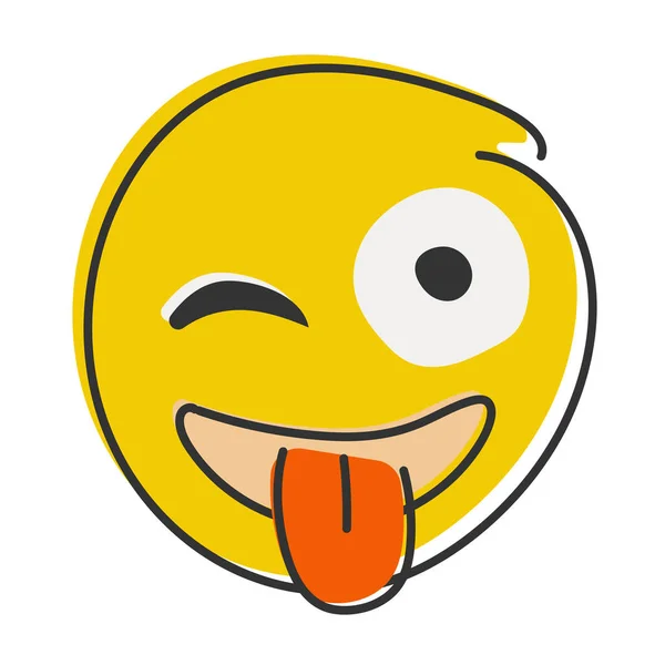 Piscando Emoji Com Língua Emoticon Louco Com Língua Presa Olho — Fotografia de Stock
