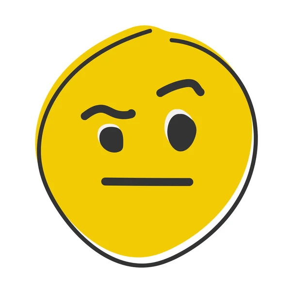 Emoji Con Sopracciglia Alzate Emoticon Scettico Emoticon Disegnato Mano Stile — Foto Stock