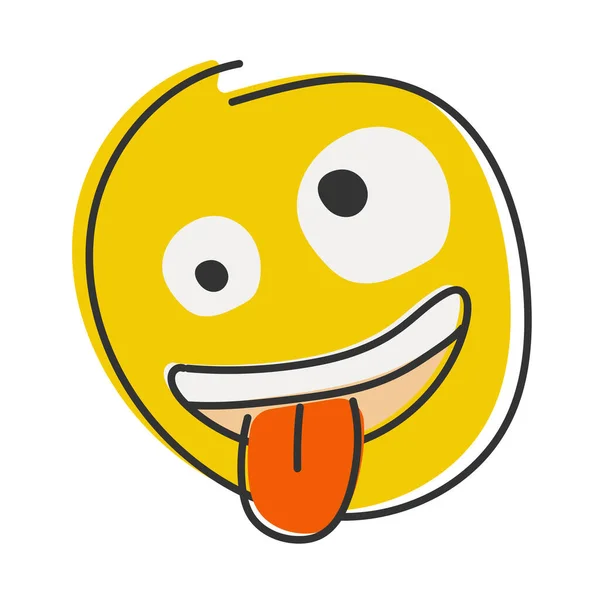 Zany Emoji Goofy Emoticon Mit Verrückten Augen Und Herausgestreckter Zunge — Stockfoto