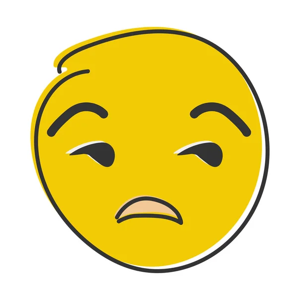 Gülünç Emoji Meh Emoticon Tatminsiz Sarı Surat Çizimi Düz Stil — Stok fotoğraf