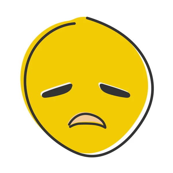 Zklamaný Emoji Smutná Tvář Nešťastný Emotikon Ručně Kreslený Emotikon Plochého — Stock fotografie