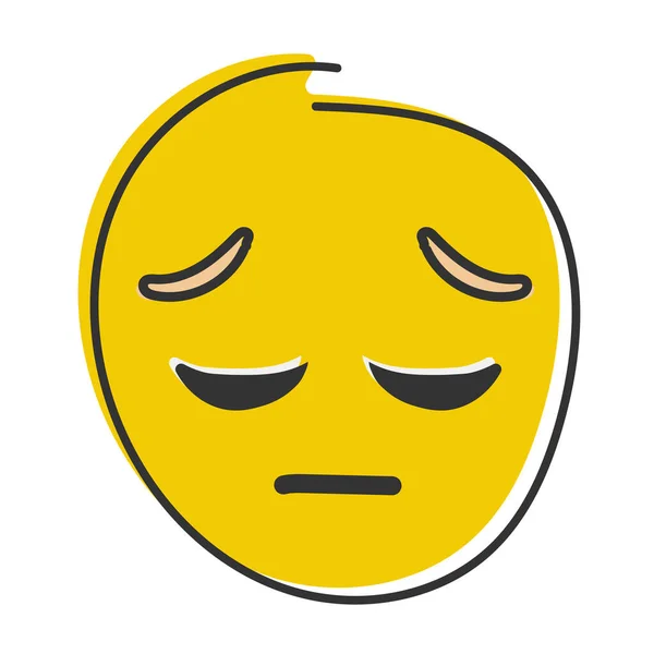 Disappointed emoji. Sad face, unhappy emoticon. Hand drawn, flat style emoticon.r