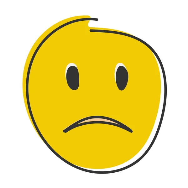 Zmatený Emoji Zmatený Emotikon Zamračenými Rty Ručně Kreslený Emotikon Plochého — Stock fotografie