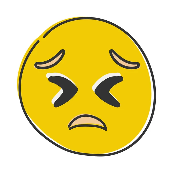 Verwirrte Emojis Ungeplusstes Emoticon Mit Runzeligen Lippen Handgezeichnetes Flaches Emoticon — Stockfoto